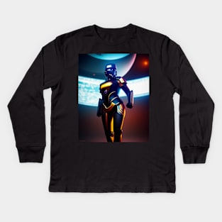 Curves in Space: Afrofuturistic Tee T-Shirt Kids Long Sleeve T-Shirt